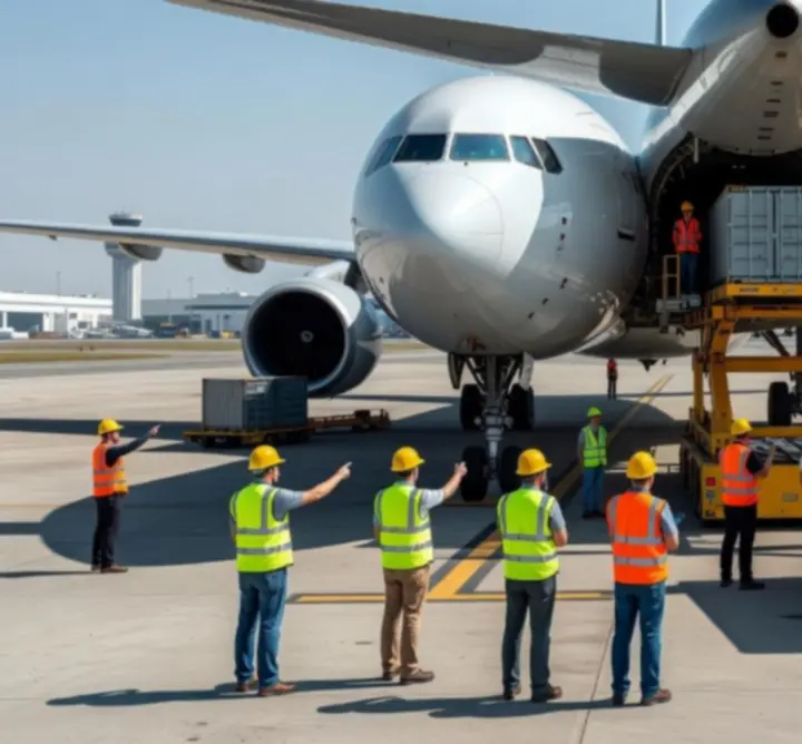 Operacje załadunku cargo w strefie logistycznej lotniska