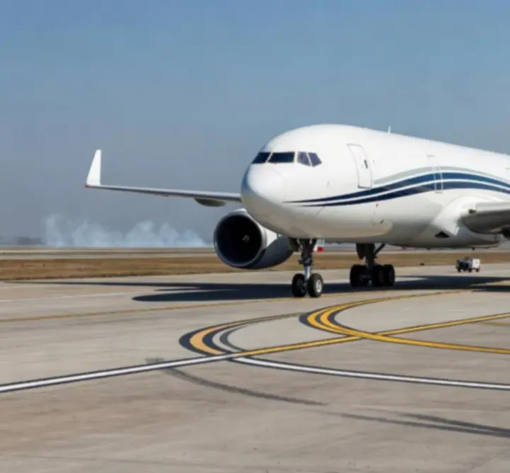 Samolot cargo przygotowany do startu z pasu startowego