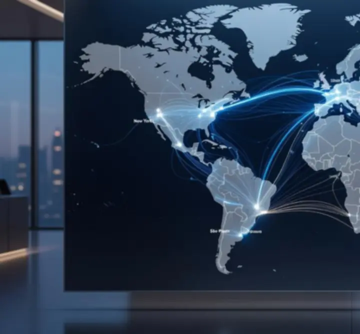 Globalne trasy transportu lotniczego cargo na mapie świata