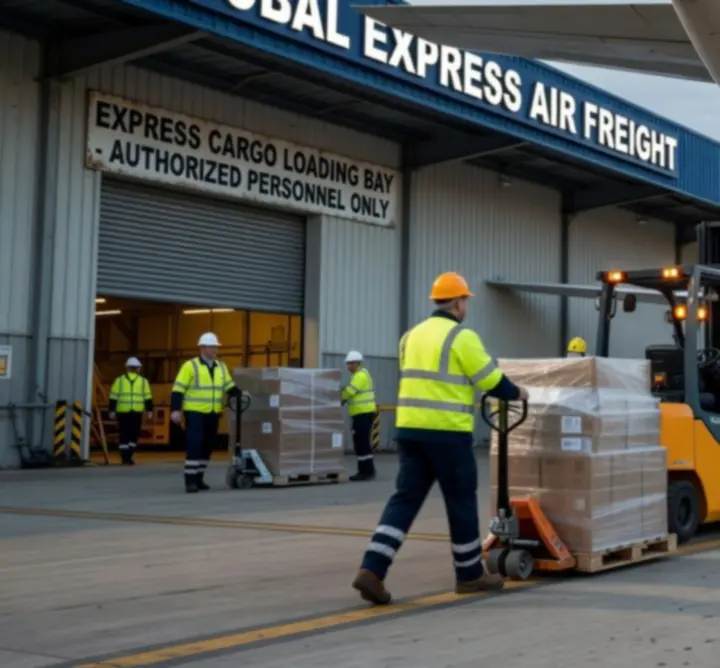 Załadunek ekspresowej przesyłki do samolotu cargo