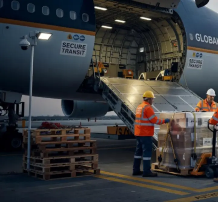 Operacje załadunku ładunku cargo przy samolocie