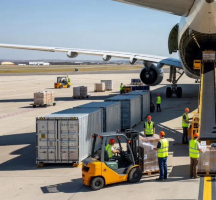 Samolot cargo przygotowany do załadunku na płycie lotniska